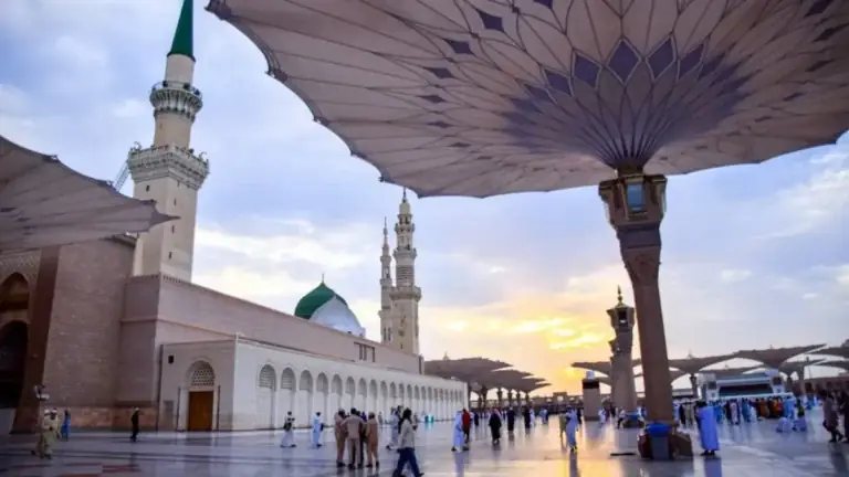 Courtyard of Masjid an-Nabawi in Madinah