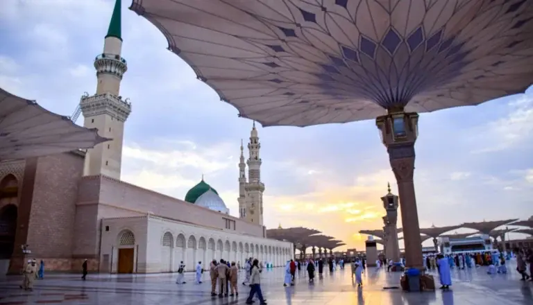 Courtyard and umbrellas of Masjid an-Nabawi in Madinah