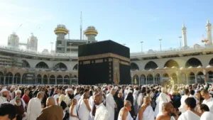 Pilgrims in Ihram around the Kaaba