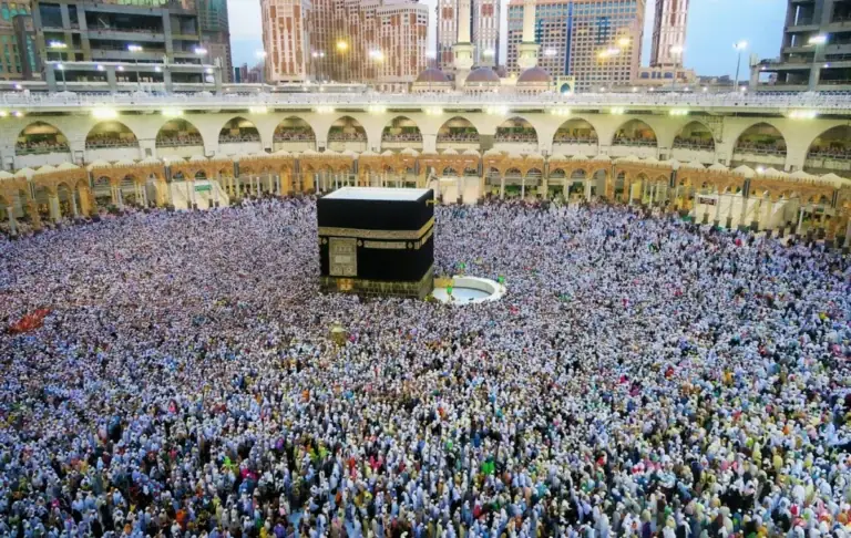 Pilgrims around the Kaaba in Masjid al-Haram